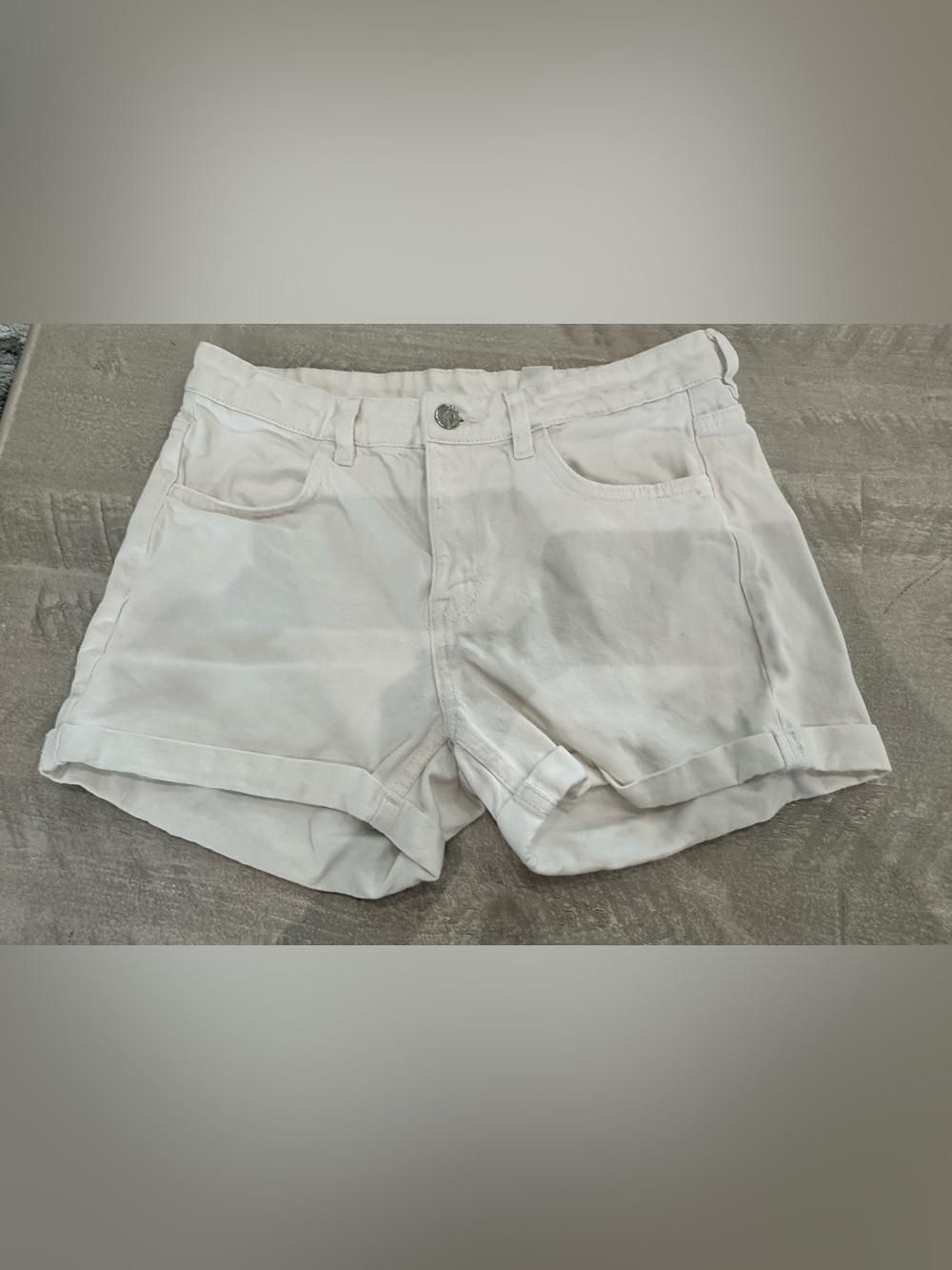 &denim jean shorts womens size 6 cuffed low rise denim white
